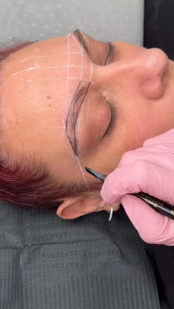 Detailed view of nano brows procedure at Victoria Studio North York.