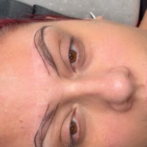 Brow mapping and design before powder ombré eyebrow procedure in Toronto