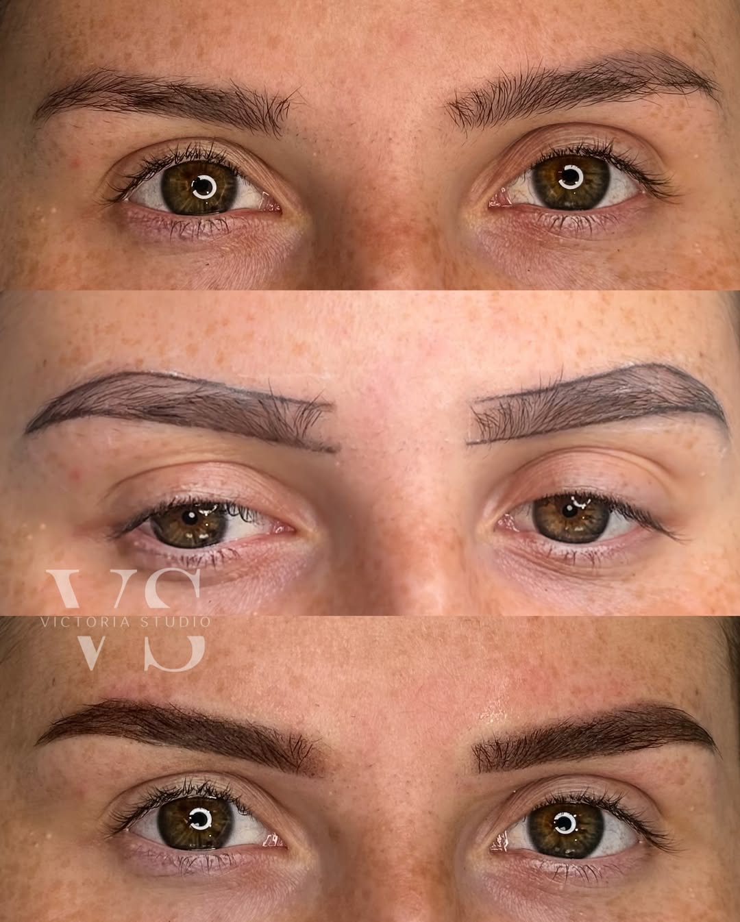 Correction old Microblading with new Powder techniquePermanent makeup - Ombré Brows - Brows - Pe
