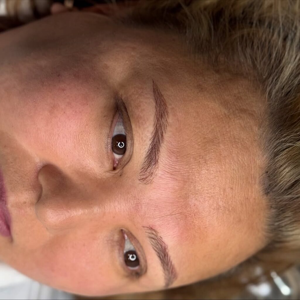 Nano brows freshly done at Victoria Studio Toronto, natural and precise look.