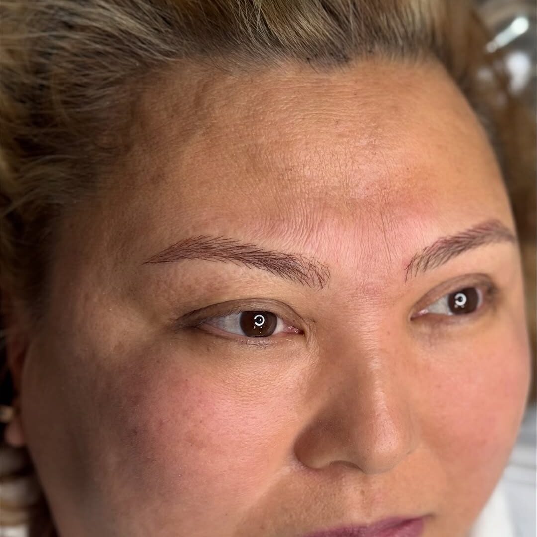 Nano brows freshly done at Victoria Studio Toronto, natural and precise look.
