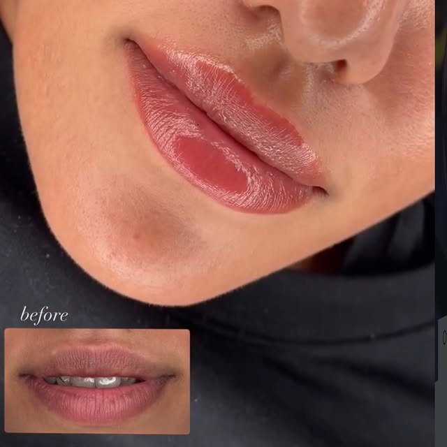 Lip Permanent makeup consultation at Victoria Studio Etobicoke assessing skin type before brow treatment