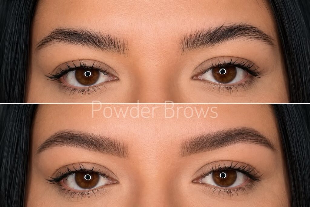 Permanent makeup brow touch-up appointment at Victoria Studio in Etobicoke Toronto restoring faded brows