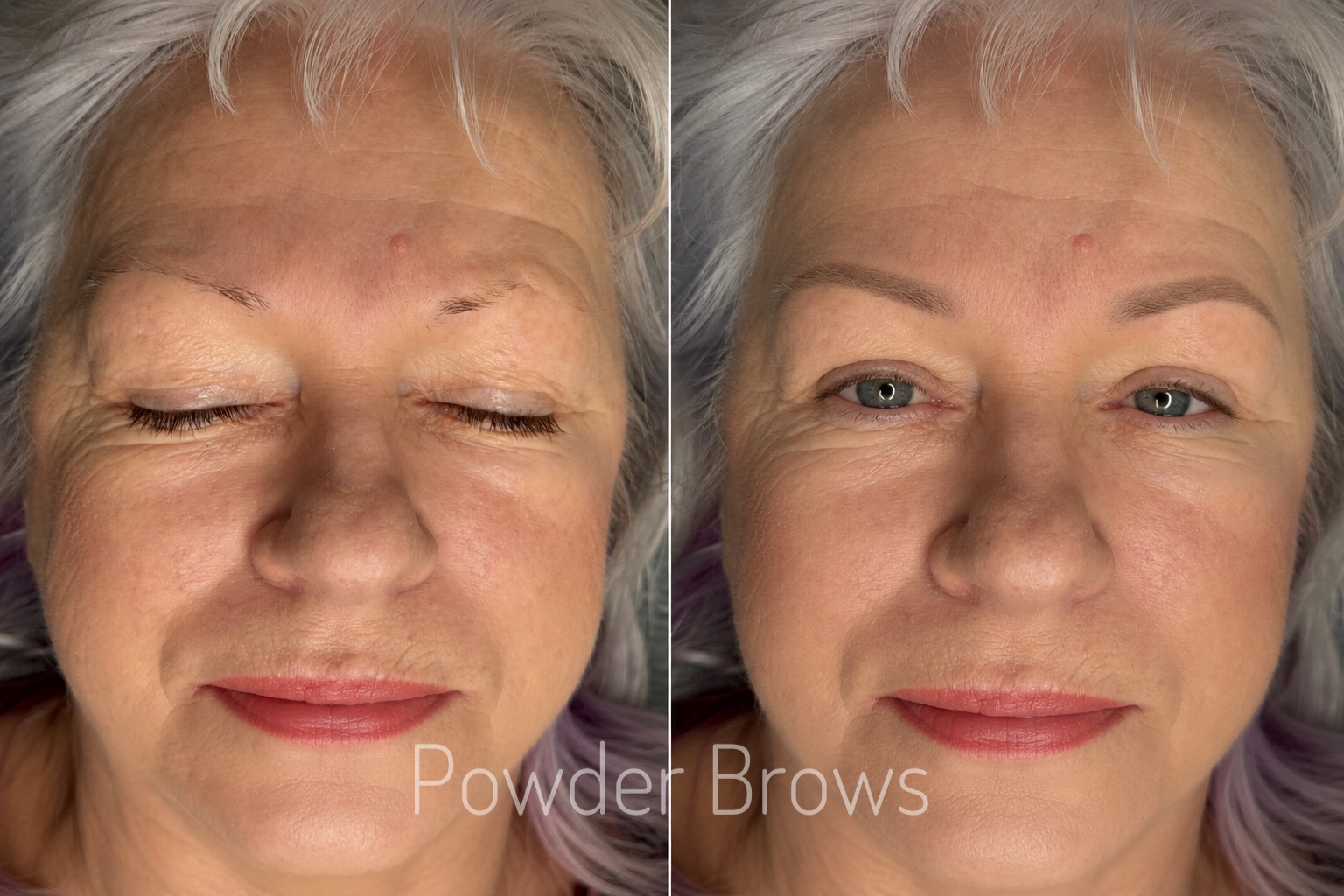 Soft powder brows before and after Etobicoke Toronto